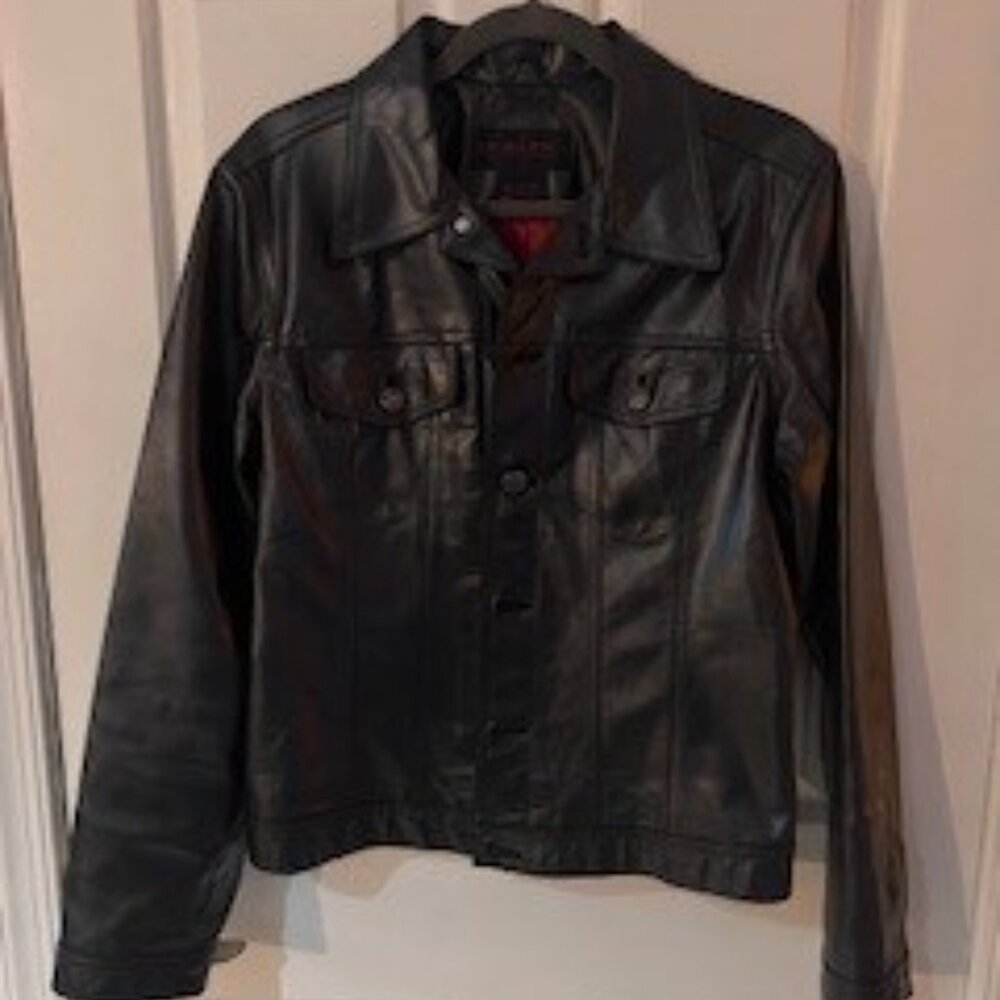 Vintage Ralph Lauren Leather Jacket Womens Large Black Lined 90s Y2K  EUC
